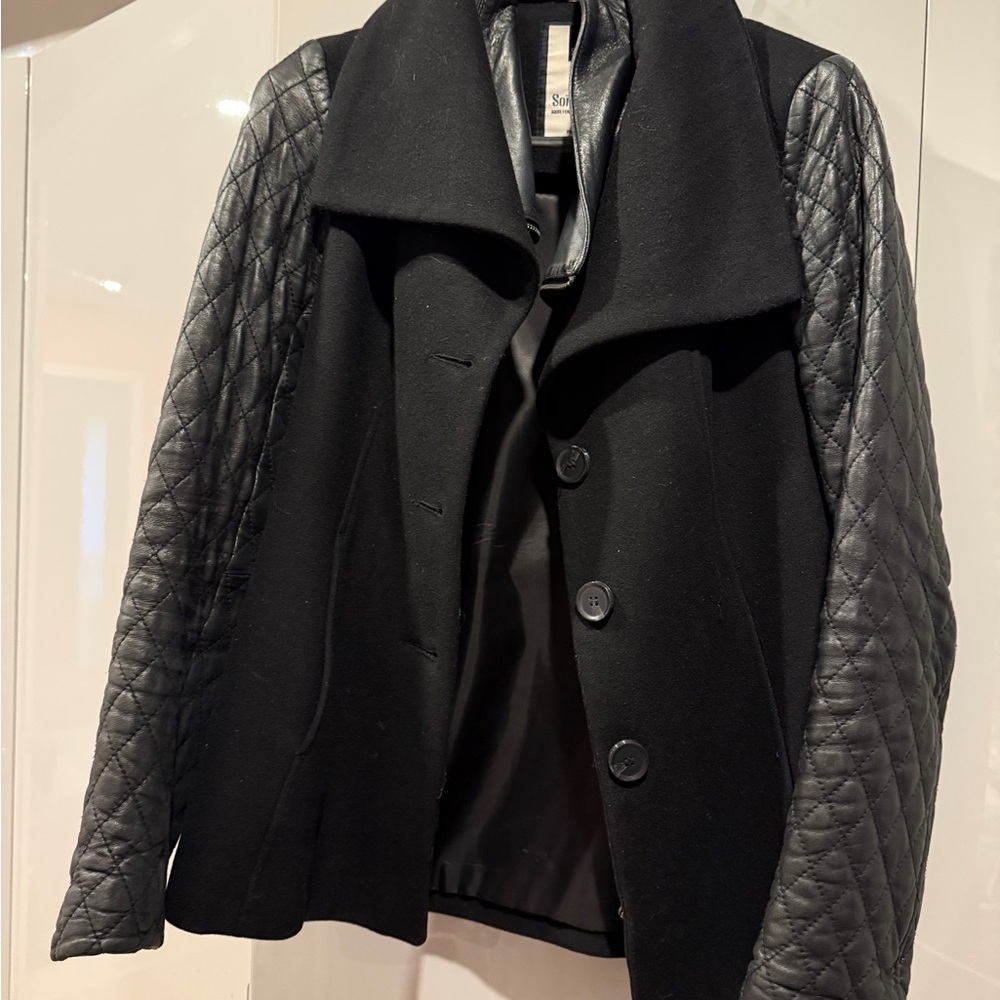 Soia & Kyo Black Jacket with Quilted Sleeves